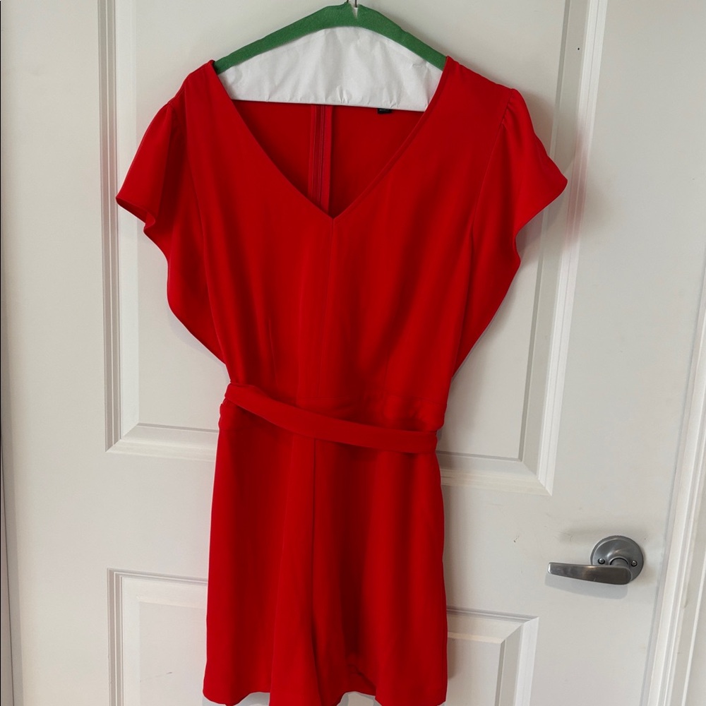 Vibrant Red V-Neck Romper